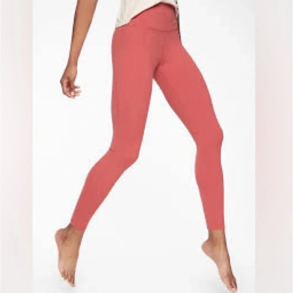 Athleta Salutation Stash Pocket Tight Leggings- dark desert coral XS